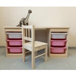 Детский стол и стул (комплект) Труфаст Trofast, сосна (с контейнерами 2 белых, 4 бирюзовых) - изображение