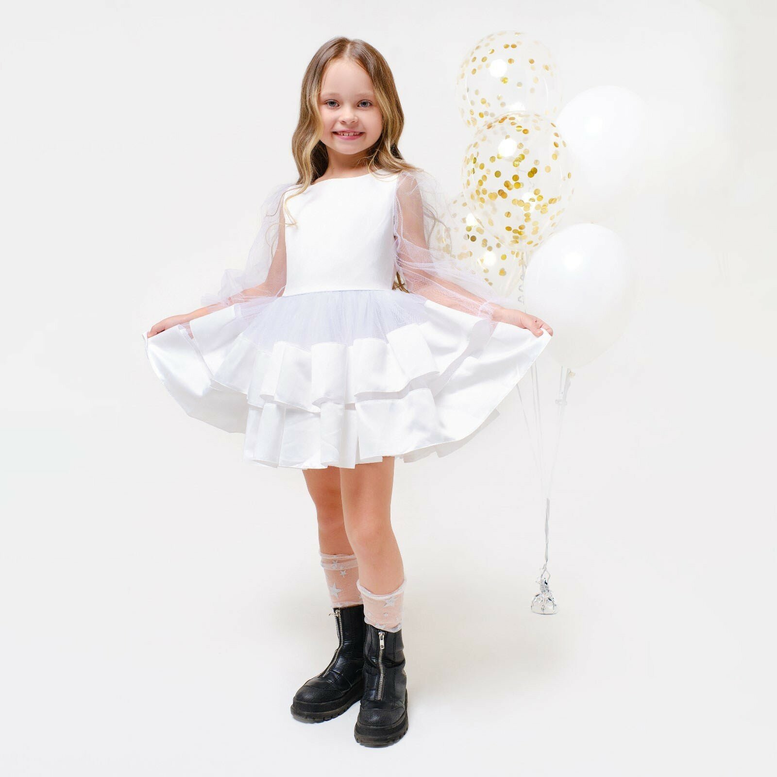 Платье нарядное детское KAFTAN, рост 98-104 см (30), белый 7345020