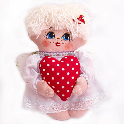 чулочная кукла ангел Текстильная кукла Ангел с сердцем 20 см