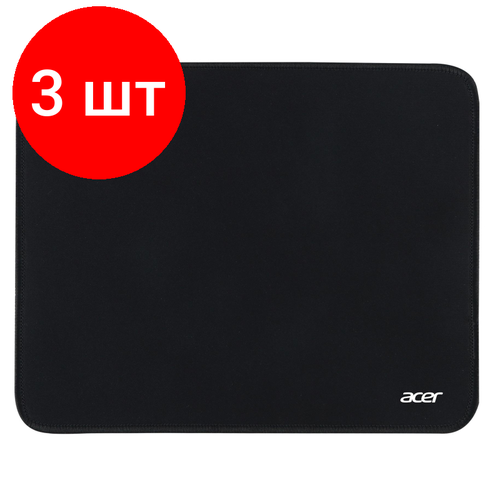 Комплект 3 штук, Коврик для мыши Acer OMP211 Средний черный 350x280x3мм коврик для мыши acer omp211 zl mspee 002 черный 350x280x3мм