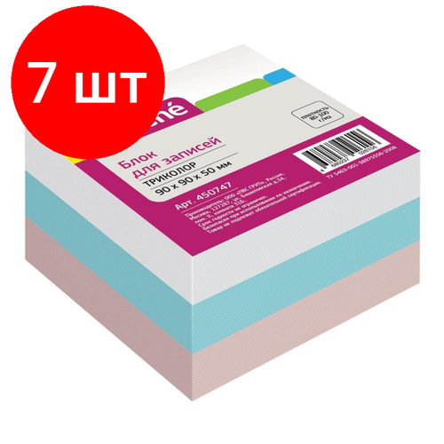 Комплект 7 штук, Блок для записей ATTACHE запасной 9х9х5 триколор 80 г бумага для заметок блок для записей attache запасной 9х9х5 триколор 80 г 2 шт