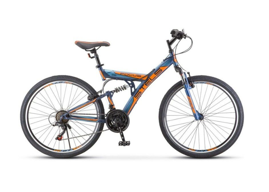 Велосипед STELS Focus V 26 18-sp V030 (2018) dark blue/orange