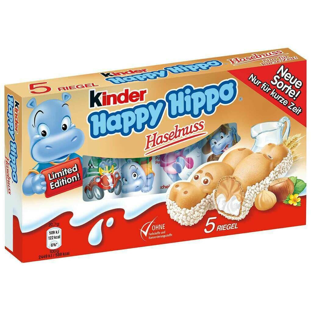 Шоколадно-молочное печенье Kinder Happy Hippo Hazelnut, с фундуком, 103,5 гр - фотография № 10