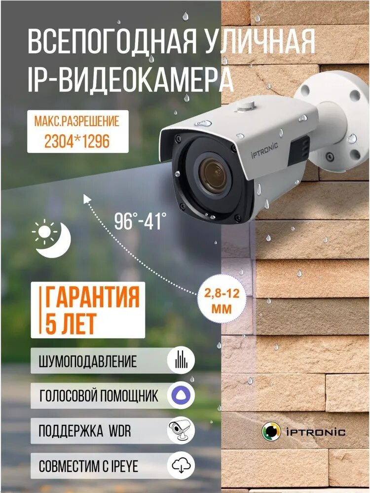 Купольная IP-видеокамера IPTRONIC IPT-IPL720BM(28-12)P