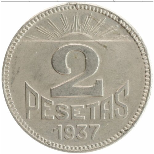 Клуб Нумизмат Монета 2 песеты Испании 1937 года Медно-никель Гражданская война