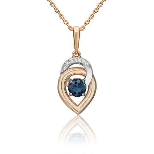 фото Подвеска diamant online, комбинированное золото, 585 проба, бриллиант, сапфир