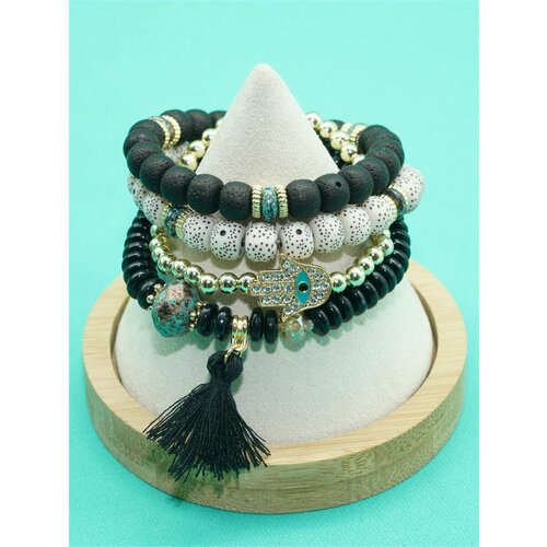 Комплект браслетов, белый, синий