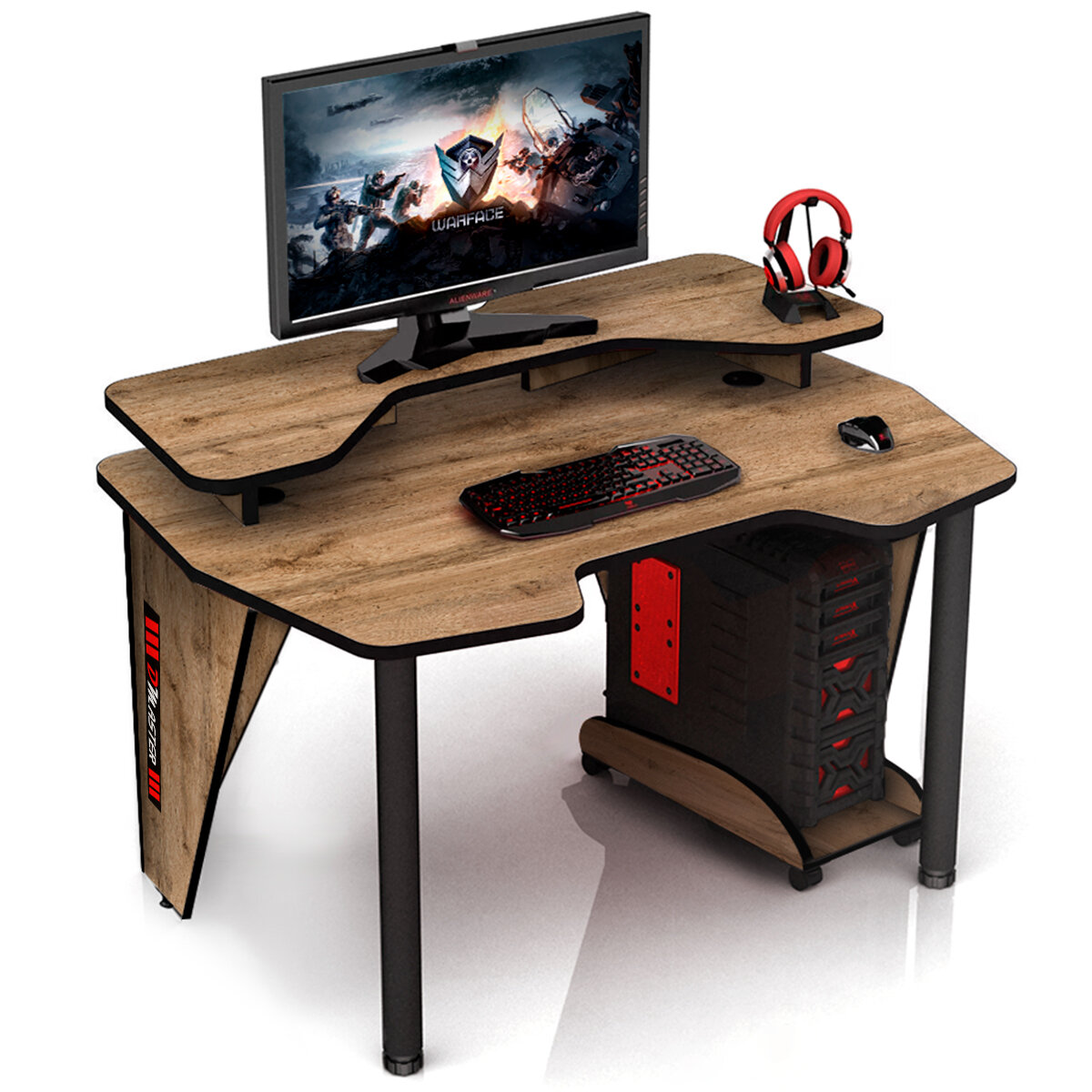 Геймерский компьютерный игровой стол и подставка под блок дуб вотан / дэн-мастер / офисный, письменный стол для компьютера пк