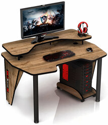 Геймерский компьютерный игровой стол и подставка под блок дуб вотан / дэн-мастер / офисный, письменный стол для компьютера пк