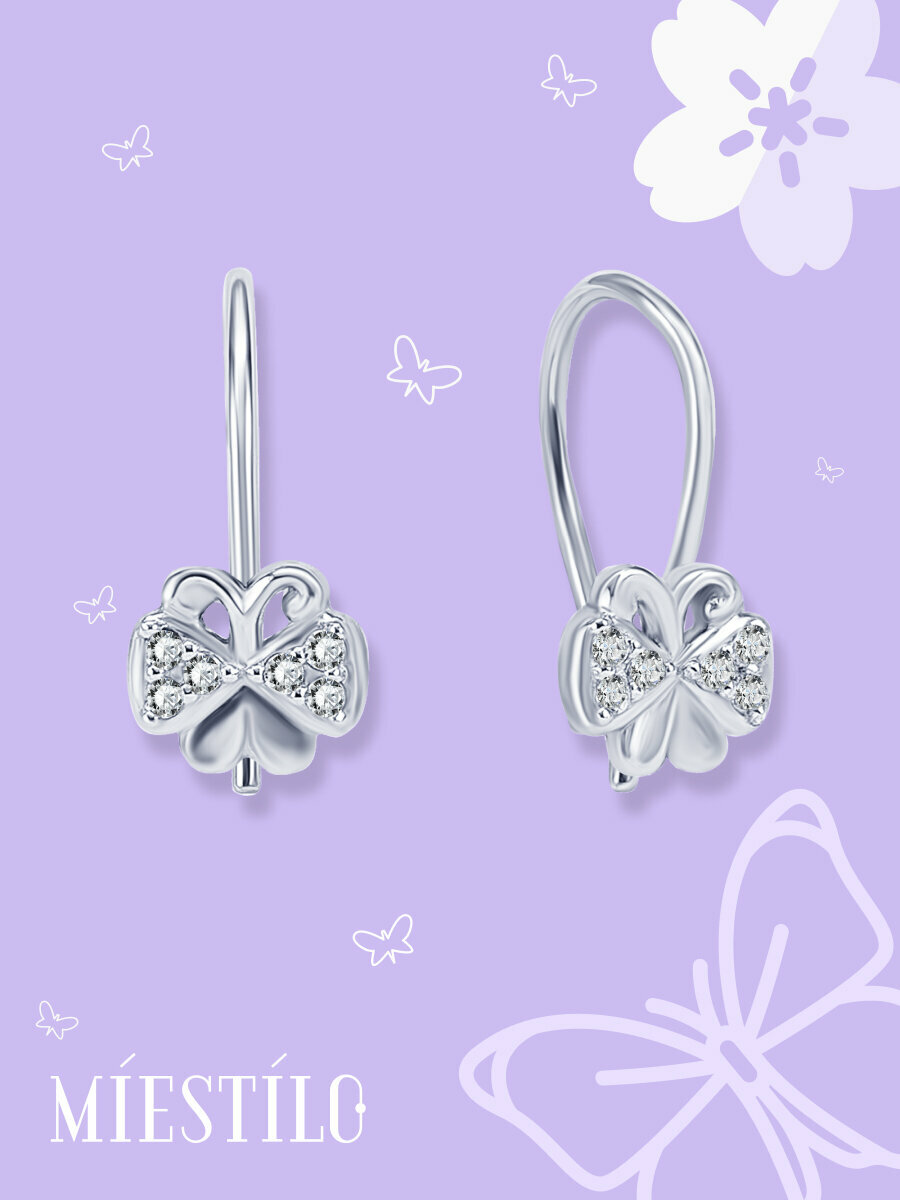 Серьги с подвесками MIESTILO, серебро, 925 проба, родирование, фианит