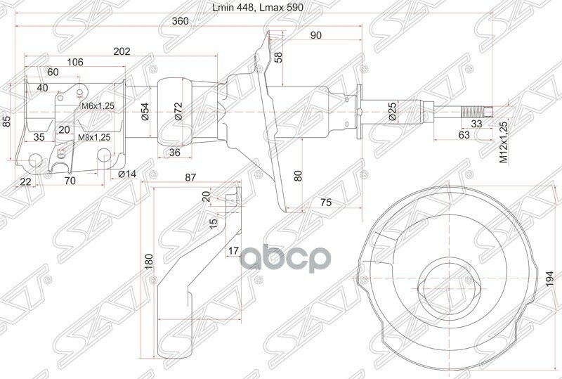 Стойка Передняя (Болт D-14) Honda Stream 00-06 Lh Sat арт. ST-51606-S7A-N06