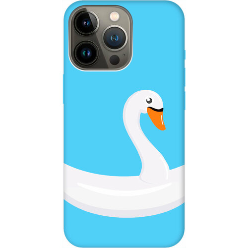 Силиконовый чехол на Apple iPhone 13 Pro Max / Эпл Айфон 13 Про Макс с рисунком Swan Swim Ring Soft Touch голубой силиконовый чехол на apple iphone 14 pro max эпл айфон 14 про макс с рисунком unicorn swim ring soft touch красный