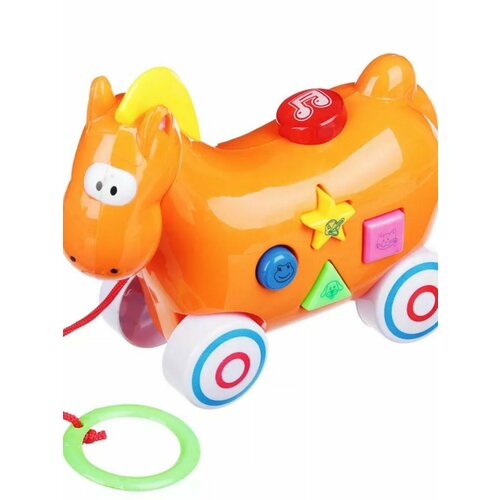 Игрушка-Каталка на веревочке свет звук Лошадка Мешок подарков 896₽