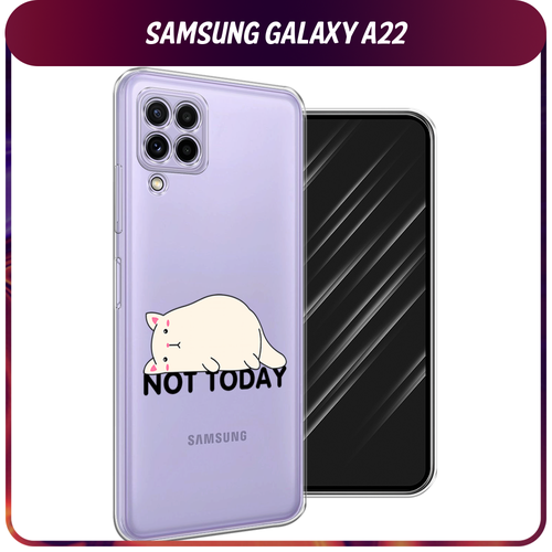 силиконовый чехол девушка с сиреневым рюкзаком на samsung galaxy a22 самсунг галакси a22 Силиконовый чехол на Samsung Galaxy A22 / Самсунг Галакси А22 Cat not today, прозрачный