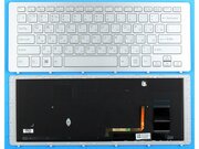 Клавиатура для ноутбука Sony Vaio SVF15N, SVF15N100C, SVF15N14CXB, SVF15N14CXS, SVF15N17SGB серебряная, с рамкой, с подсветкой