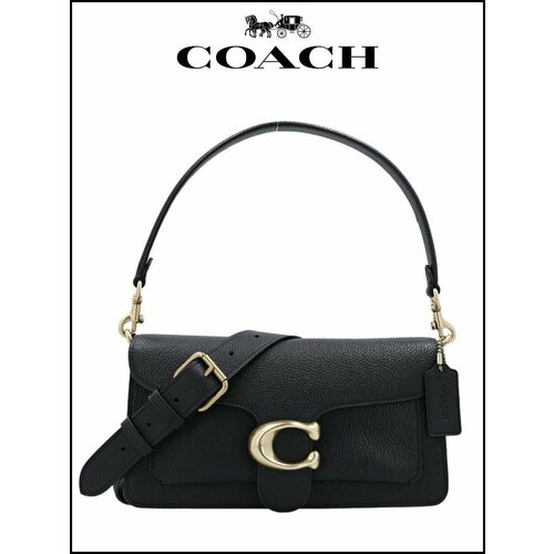 Сумка кросс-боди Coach, фактура зернистая, черный, голубой