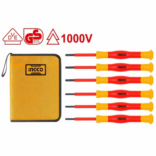Набор диэлектрических отверток INGCO 6 шт набор диэлектрического инструмента ingco 5 предметов industrial hktv01p051