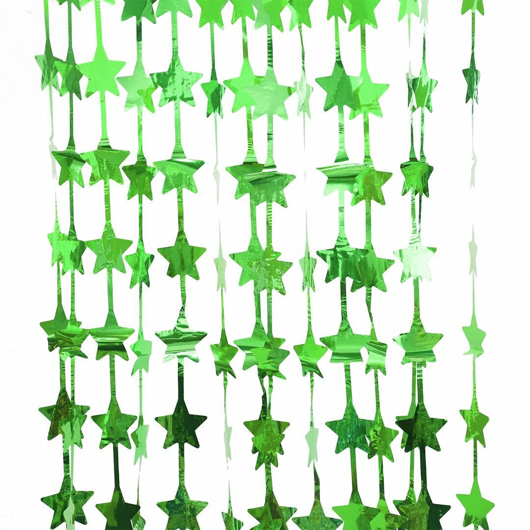 Занавес Звезда, Зеленый, Металлик, 100*200 см, 1 шт, для оформления 23 февраля