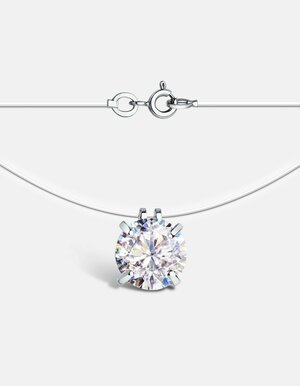 Колье DIALVI JEWELRY, серебро, 925 проба, родирование, фианит, длина 35 см., бесцветный, серебряный