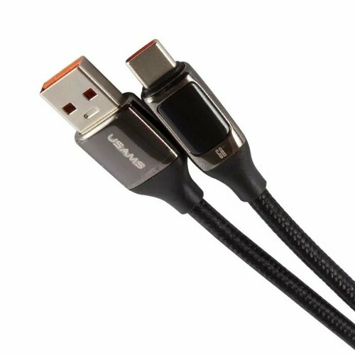 Кабель USAMS US-SJ544 U78, USB-TypeC, 6A,1.2м, дисплей, быстрая зарядка, нейлоновая оплетка