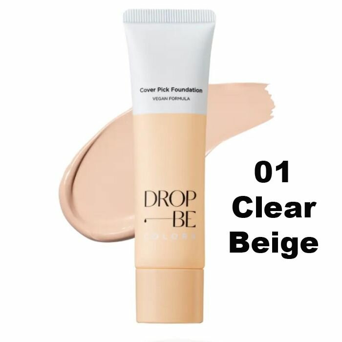 The Saem Тональная основа для лица, выравнивающая тон кожи 35г Drop Be Colors Cover Pick Foundation SPF50+, оттенок 01 Clear Beige