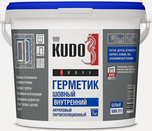 Изображение товара Герметик акриловый пароизоляционный шовный внутренний KUDO PROFF, 7 кг