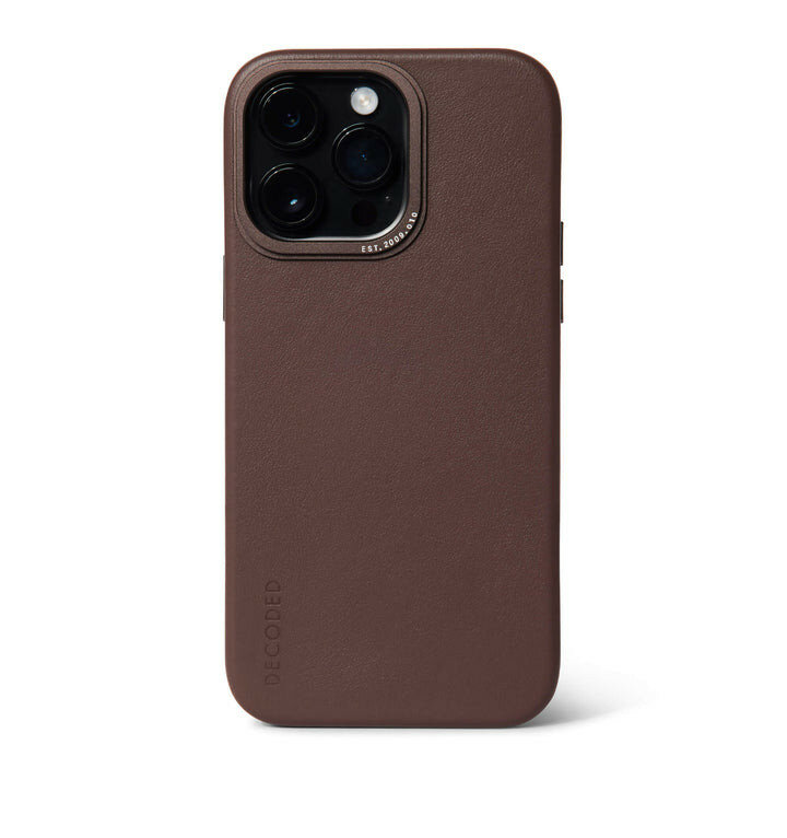 Чехол Decoded Leather Back Cover с MagSafe для iPhone 14 Pro коричневый (Brown)