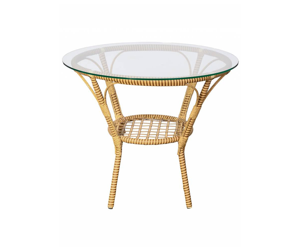 фото Стол Bali (Бали) из искусственного ротанга 90x74, слоновая кость