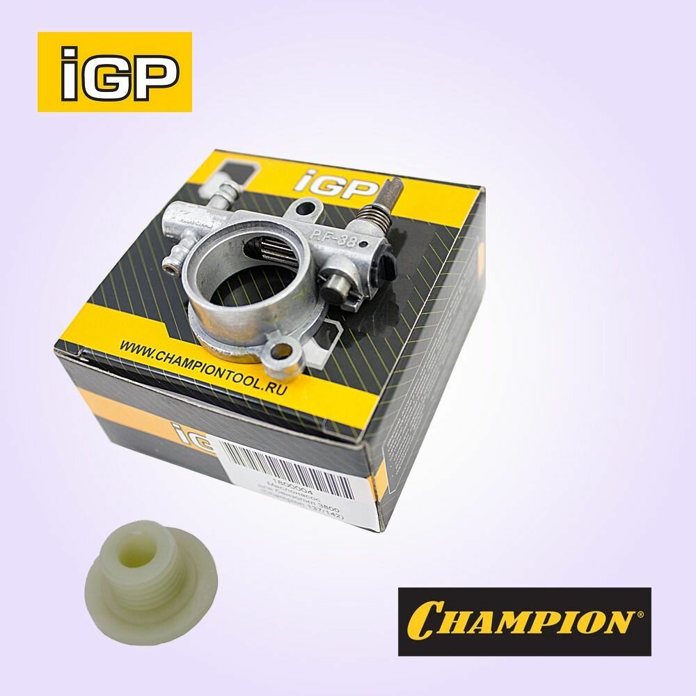 фото Маслонасос для бензопил 3800 (Champion 137/142/125T/237/241) с червяком привода