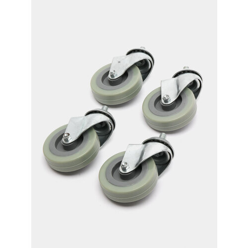 Колеса для уборочной тележки с штоком с резьбой диаметр 75 мм 4 штуки Brabix 605380 2099₽