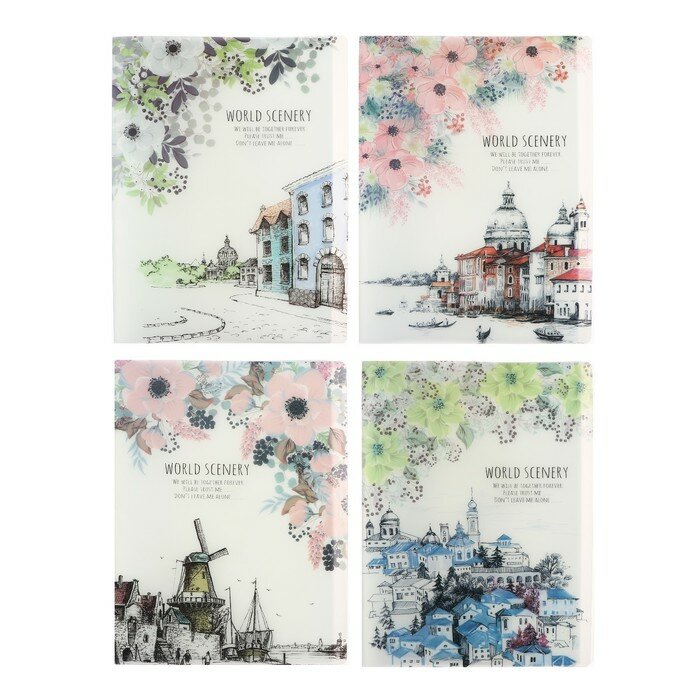 Папка формат А4, с 60 прозрачными файлами «Город», микс