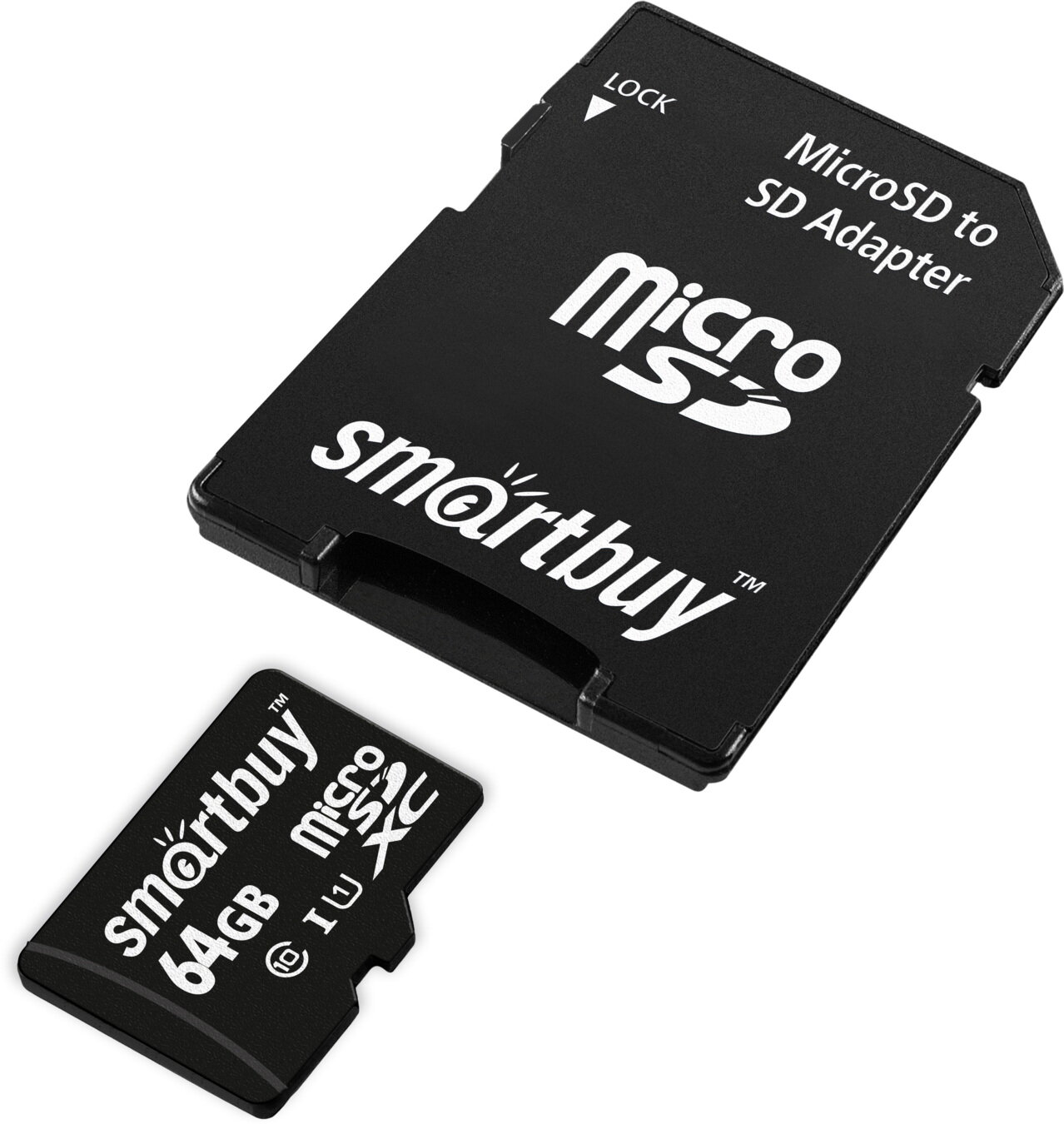 Micro SDXC карта памяти Smartbuy 64GB Class 10 UHS-1 (с адаптером SD) — фото 1