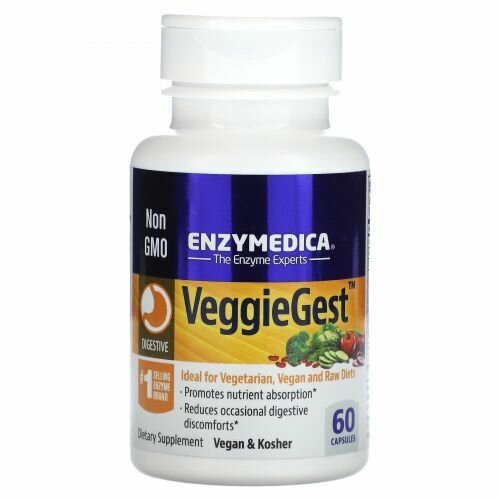 Enzymedica, VeggieGest, Ферменты для переваривания клетчатки, 60 капсул