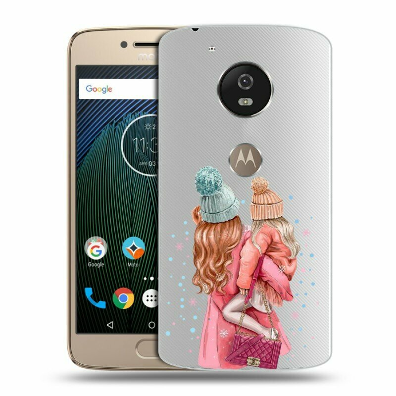 Полупрозрачный дизайнерский силиконовый чехол для Моторола Мото Ж5с / Motorola Moto G5s Мама и дочь