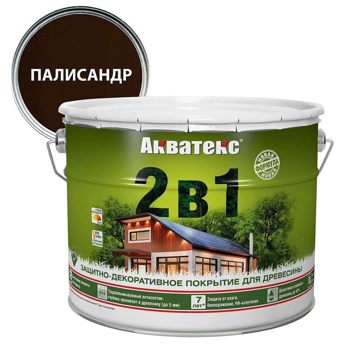 Акватекс 2 в 1 защит.-декор. пропитка для дерева алкидное полуматовое лессирующее палисандр (9л)