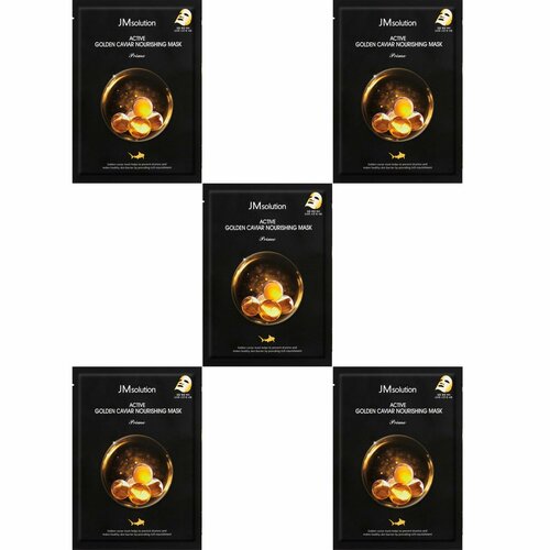 JMsolution Набор ультратонких тканевых масок с золотом и икрой Active Golden Caviar Nourishing Mask Prime 5 шт.