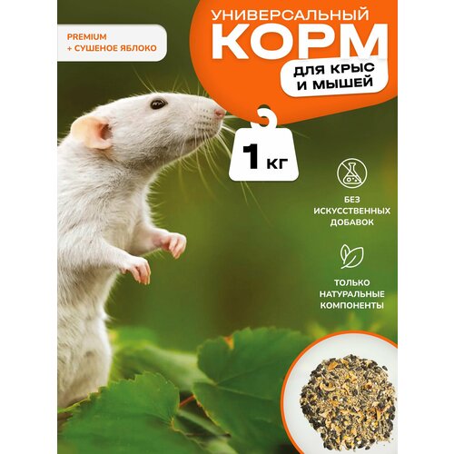 Корм для крыс и мышей зерновая смесь с гранулами, сушеным яблоком и арахисом 1 кг