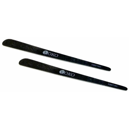 Пилка для ногтей YOKO, на деревянной основе, SBF 038 Р, 100/180, конус, черная, 2 шт