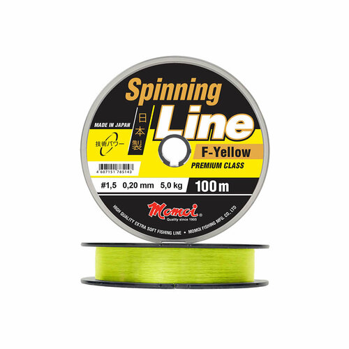 леска momoi spinning line f yellow 100м желтая флуоресцентная 0 18 Леска Momoi Spinning Line F-Yellow 100м 0.50мм 24кг