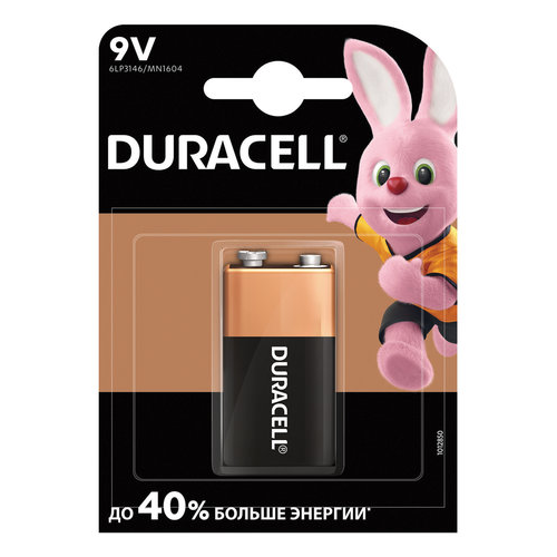 Батарейка DURACELL Basic, 6LR61 (крона), Alkaline, 1 шт, в блистере, 9 В батарейка duracell 6lr61 9v крона 1 шт