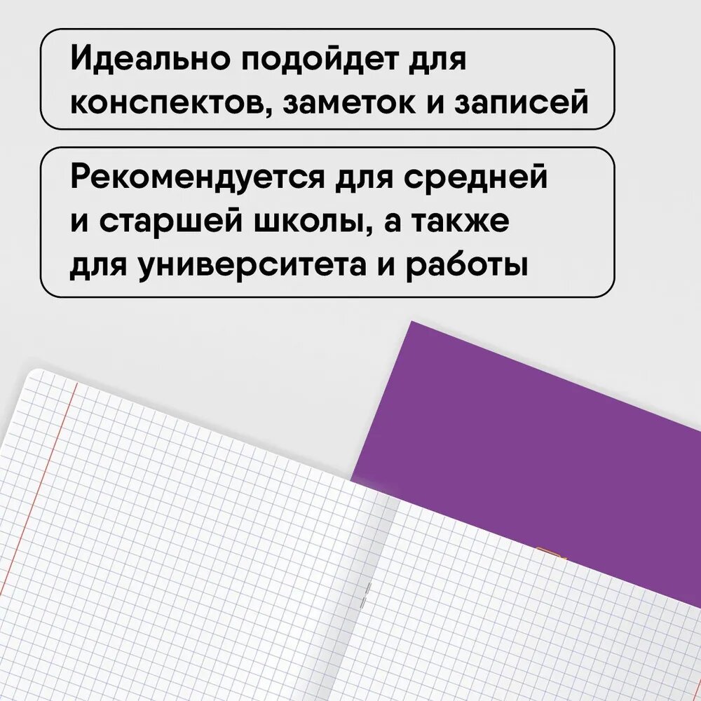 Тетрадь для школы общая в клетку 48 листов, формат А5, Комплект/набор 4 штуки BG "Monocolor. Chat" неоновые/для школьников, студентов, офиса