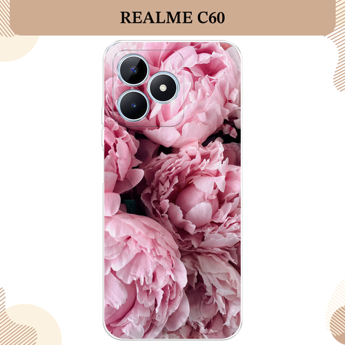 Силиконовый чехол Нежные пионы на Realme C60 / Реалми C60 силиконовый чехол на realme c60 реалми c60 пыльно розовые пионы