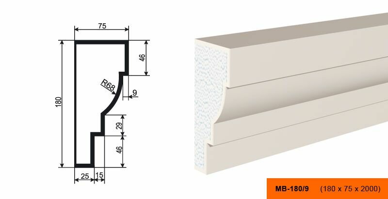 Lepninaplast МВ-180/9 фасадный молдинг из пенополистирола