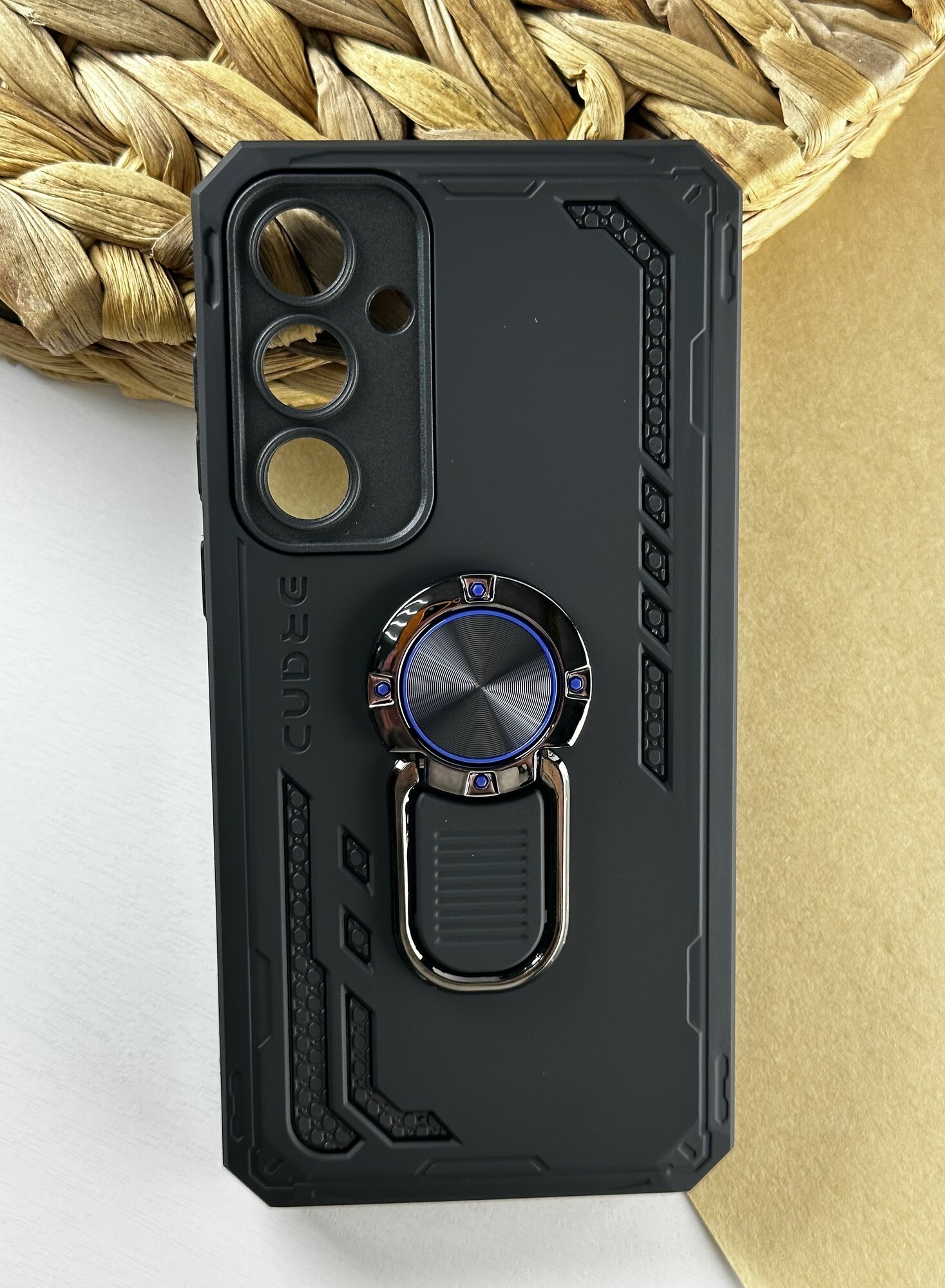 фото Чехол на Samsung Galaxy A55 /Чехол на Самсунг А55 с защитой камеры, противоударный, ударопрочный, усиленный с кольцом, черный