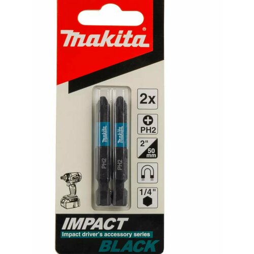 набор бит impact black 10 шт makita e 12011 длина 50 мм Бита Impact PH2 2 шт, 50 мм, Е-form Makita B-63725