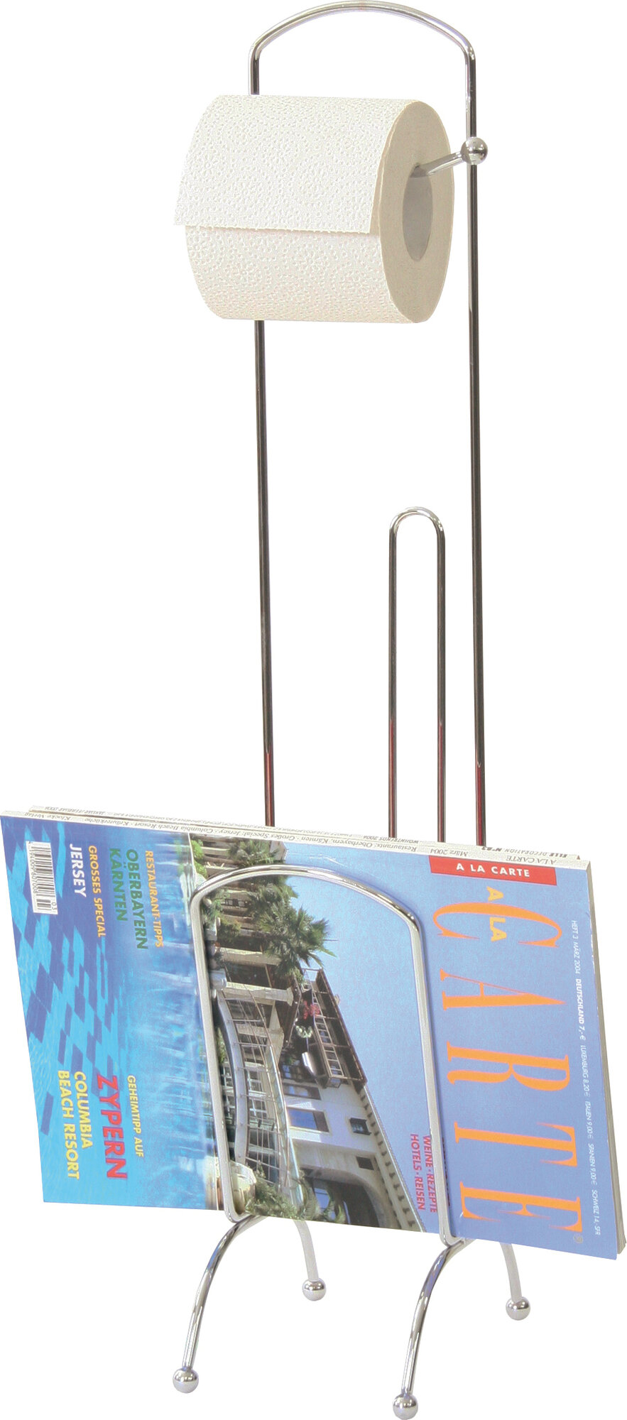 Держатель туалетной бумаги AXENTIA напольный с накопителем и лотком 20 x высота 67 x 12 см.