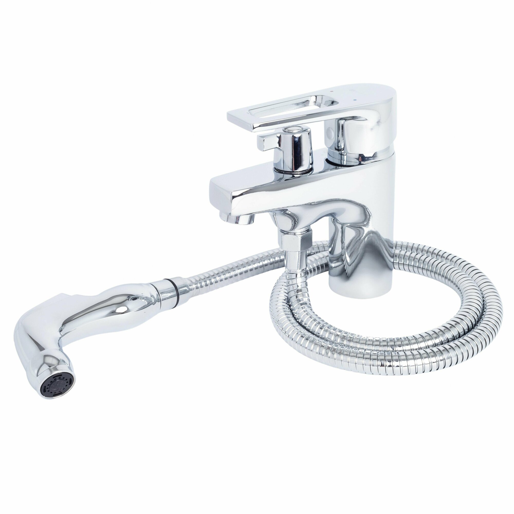 фото DIVINO / Смеситель с гигиеническим душем для раковины серебристый / Код 1387