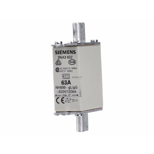 Предохранитель низкого напряжения HRC NH000 63A 3NA3822 – Siemens – 4001869057149