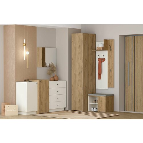 Комплект мебели для прихожей Квадро МС композиция 1 Миндаль Дуб Крафт золотой 39080₽