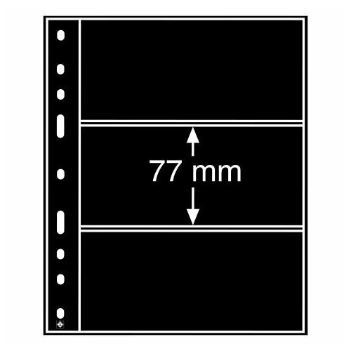 листы в альбом optima на 3 ячейки упаковка 10шт сомс Листы Optima для банкнот, бон, открыток, банковских/телефонных карточек, визиток - Leuchtturm (Германия)